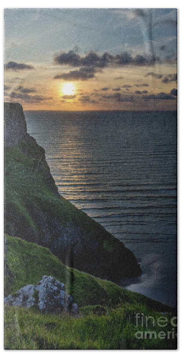 Sunset Beach Towel featuring the photograph Sunset at Rhossili Bay by Perry Rodriguez