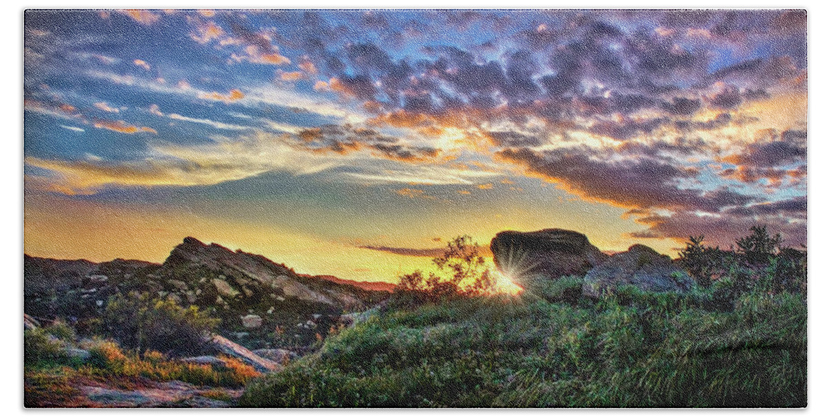 Sunset Beach Towel featuring the photograph Sunset At Sage Ranch by Endre Balogh