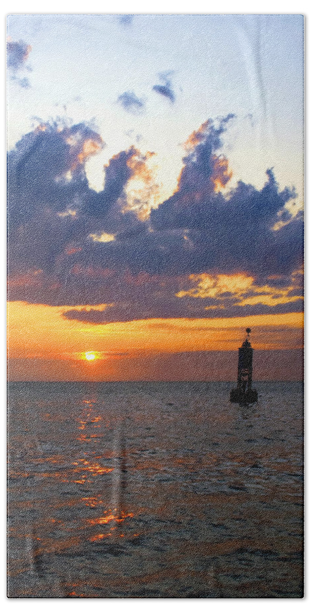 Bell Beach Towel featuring the photograph Sunset at the Bell Buoy by Charles Harden