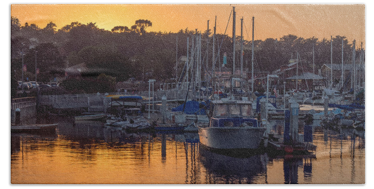 Monterey Beach Towel featuring the photograph Sunset at the Marina by Derek Dean