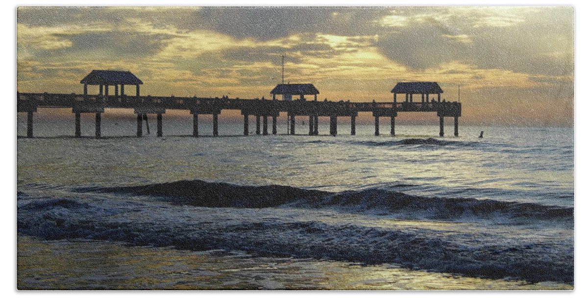 Sunset Beach Towel featuring the photograph Sunset AT The Pier 60 by D Hackett