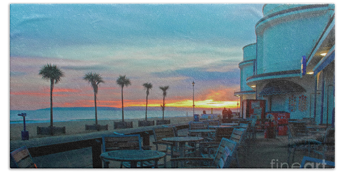 Palm Trees Beach Towel featuring the photograph Sunset in Bournemouth by Terri Waters