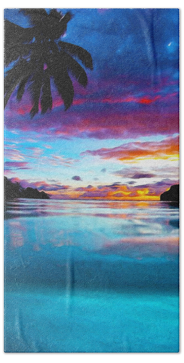 Sunset Colors Beach Towel featuring the painting Sunset Never Ends - 03 by AM FineArtPrints
