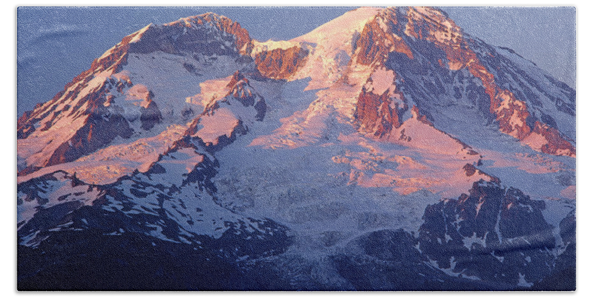 Sunset Beach Towel featuring the photograph 1M4876-Sunset on Mt. Rainier by Ed Cooper Photography