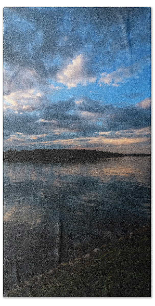 St Lawrence Seaway Beach Towel featuring the photograph Sunset On The River by Tom Singleton