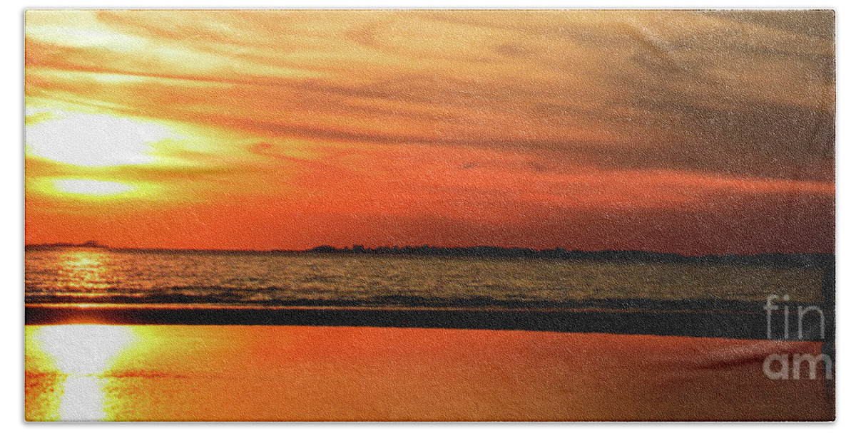 Sunset Beach Towel featuring the photograph Sunset on the water by JCV Freelance Photography LLC
