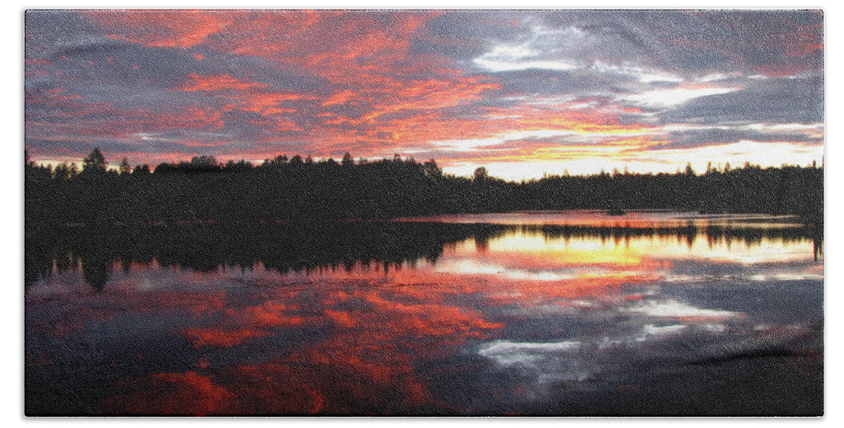 Sunset Beach Towel featuring the photograph Sunset over Caswell Lake by Anthony Trillo