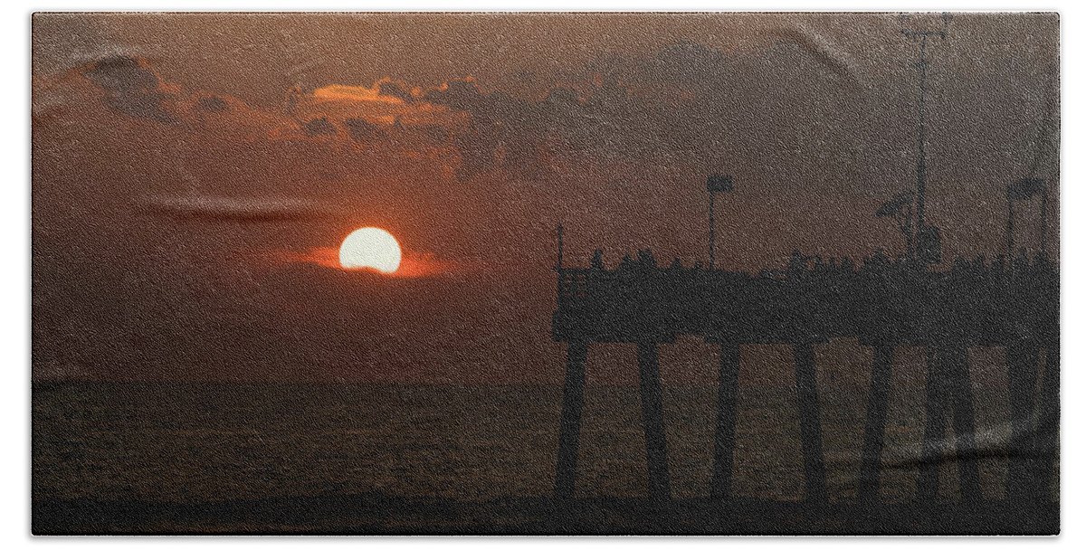 Florida Beach Towel featuring the photograph Sunset Pier Venice Florida by Lawrence S Richardson Jr