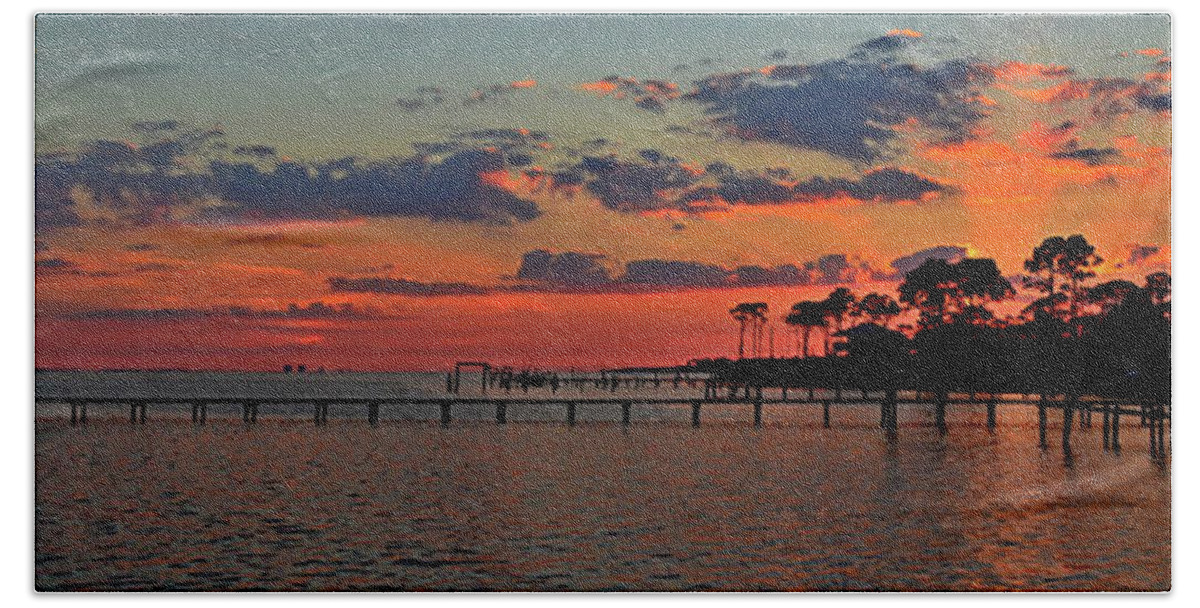 10 September 2012 Beach Towel featuring the photograph Sunset Rays on Santa Rosa Sound Panoramic by Jeff at JSJ Photography