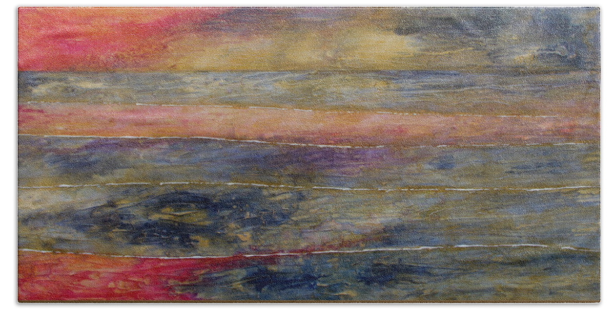 Sunset Beach Towel featuring the painting Sunset reflections by John Stuart Webbstock
