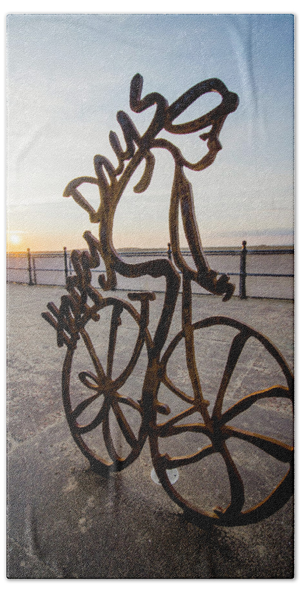 Statue Beach Towel featuring the photograph Sunset Rider by Spikey Mouse Photography