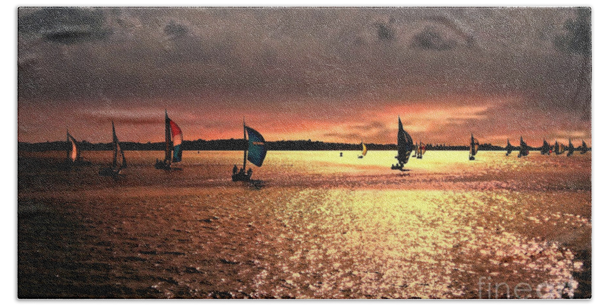Sunset Beach Sheet featuring the photograph Sunset Sail - Bermuda by Judy Palkimas
