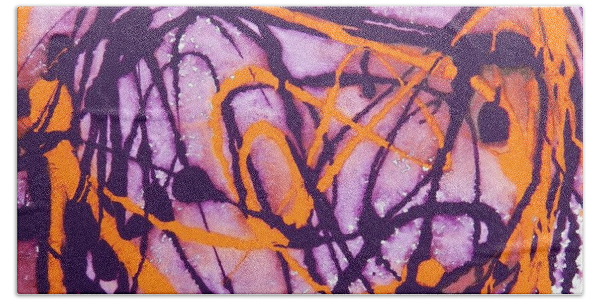 Abstract Beach Towel featuring the painting Sunset Twilight by Corinne Elizabeth Cowherd