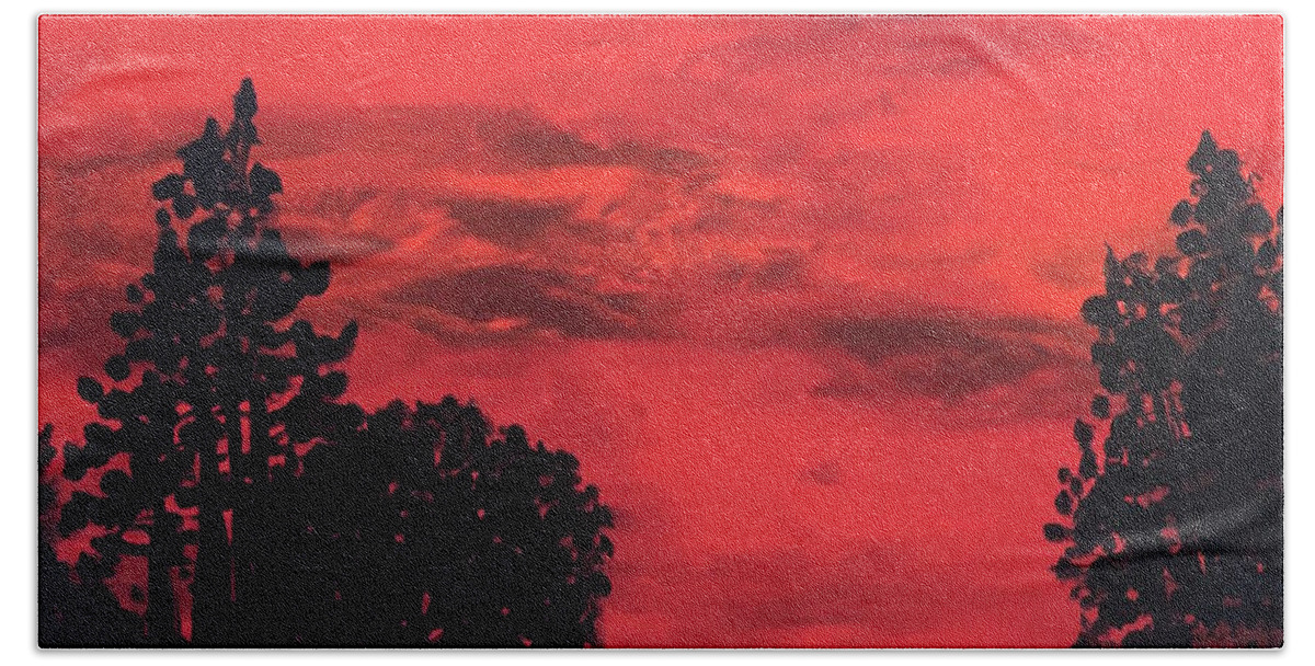 Nature Beach Towel featuring the painting Sunset by Wonju Hulse