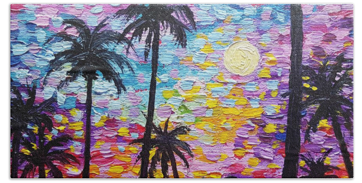Nature Beach Towel featuring the painting Sunsets in Florida by Jessica T Hamilton