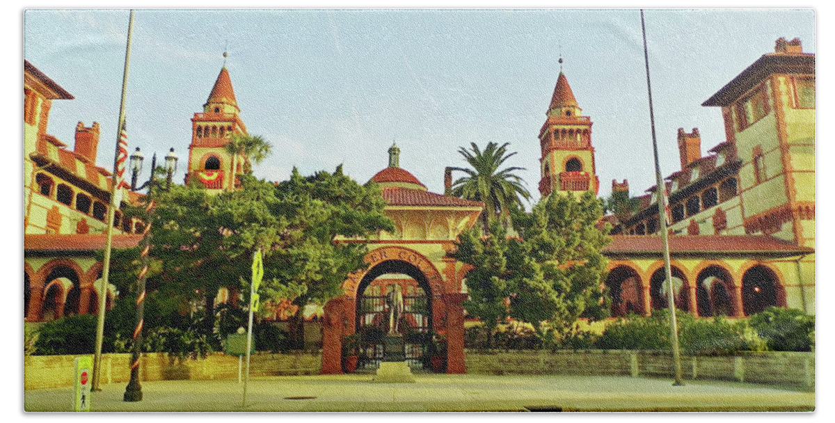Building Beach Towel featuring the photograph Sunshine Flagler College by D Hackett