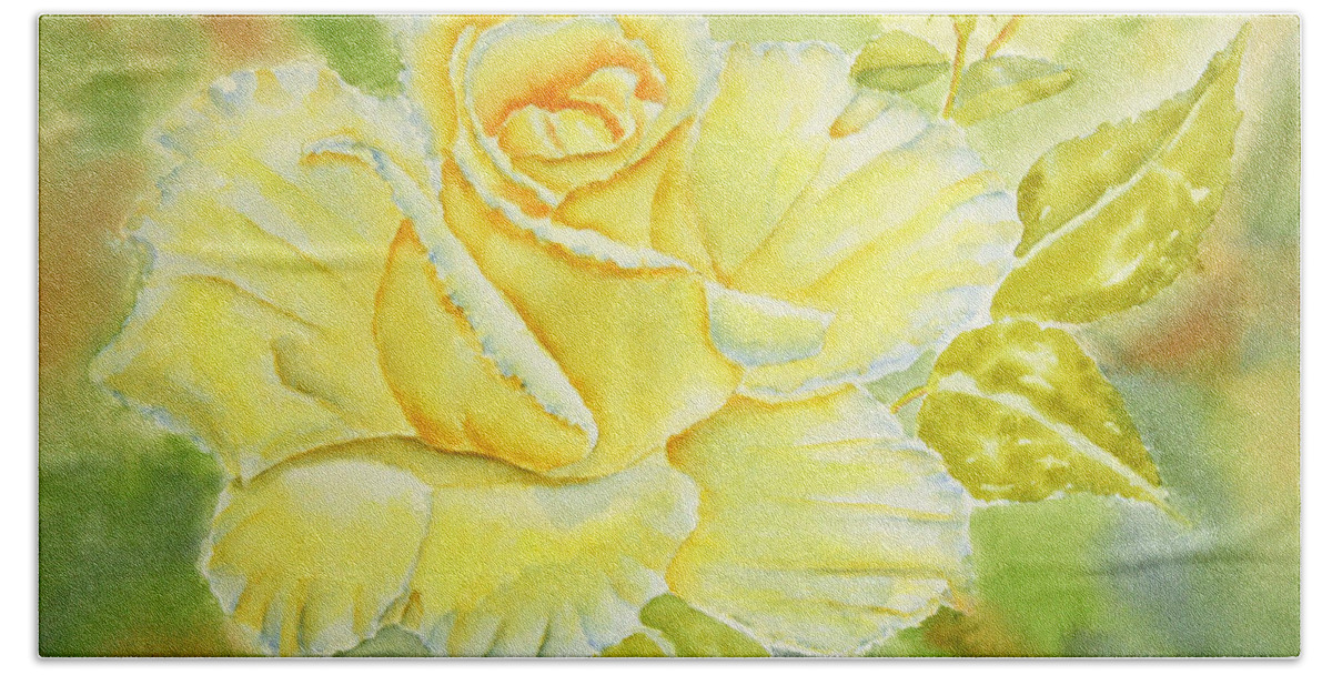 Rose Beach Towel featuring the painting Sunshine Rose by Kathryn Duncan