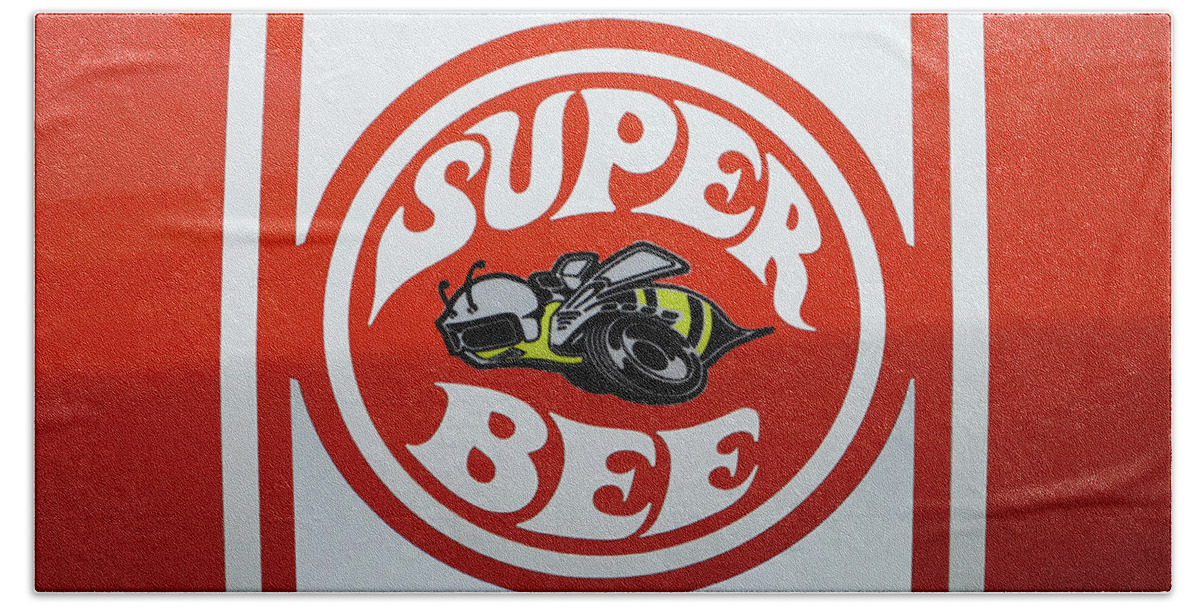 Dodge Beach Towel featuring the photograph Super Bee Emblem by Mike McGlothlen