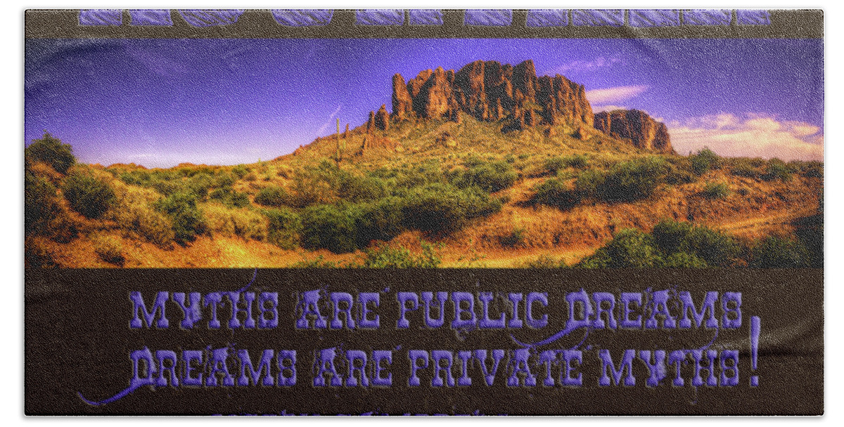 Arizona Beach Towel featuring the photograph Superstition Mountains in Panorama Late Afternoon by Roger Passman