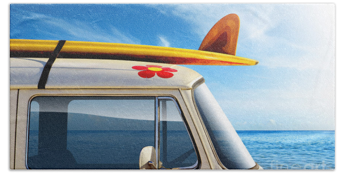 60ties Beach Sheet featuring the photograph Surf Van by Carlos Caetano