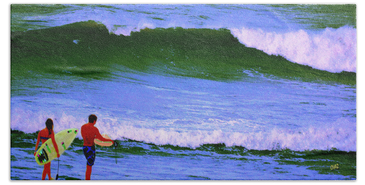 Surfer Boy Beach Sheet featuring the painting Surf's Up by CHAZ Daugherty