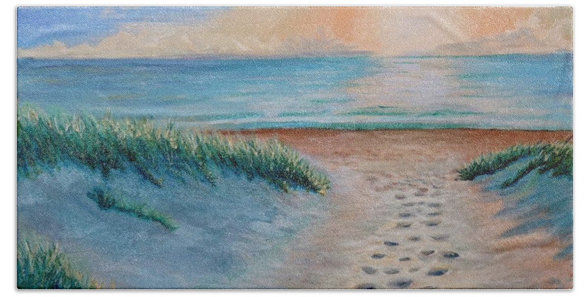 Beach Beach Towel featuring the painting Surfside Beach FL by Mike Jenkins