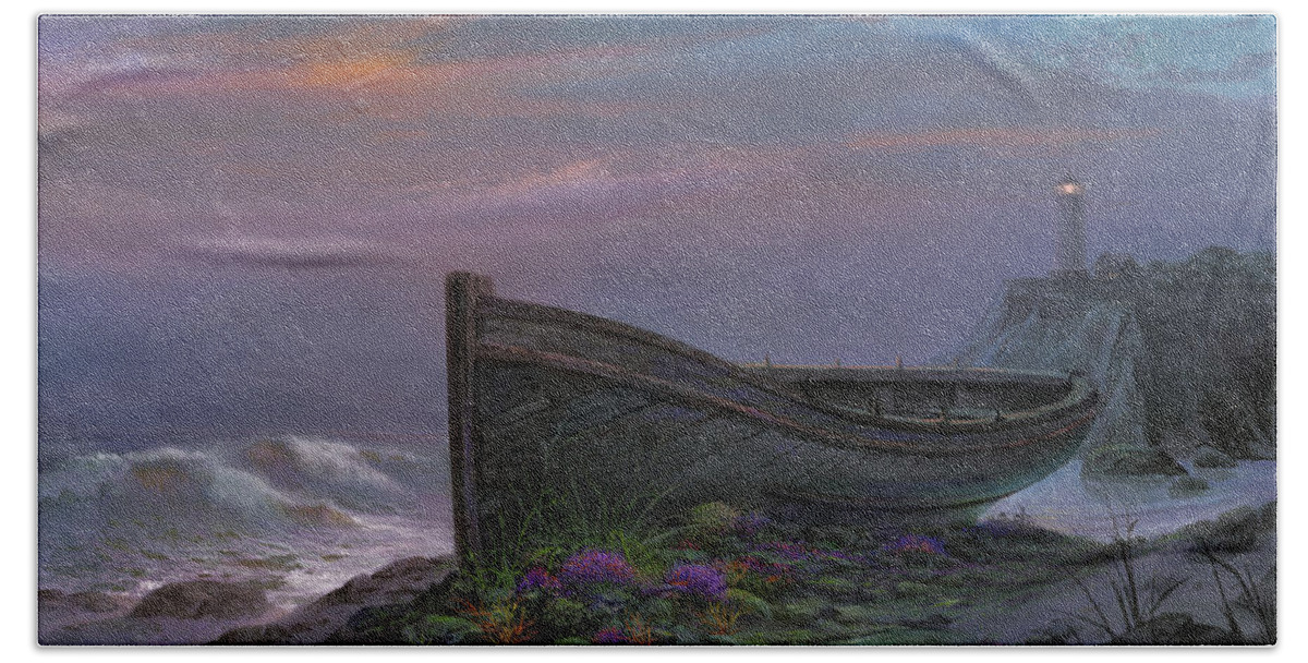 Michael Humphries Beach Towel featuring the painting Surfside Garden by Michael Humphries