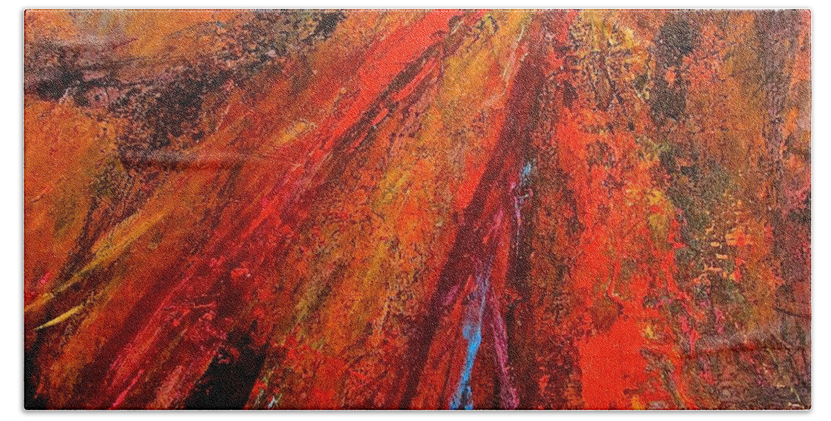 Abstract Beach Towel featuring the painting Surge 2 by Barbara O'Toole