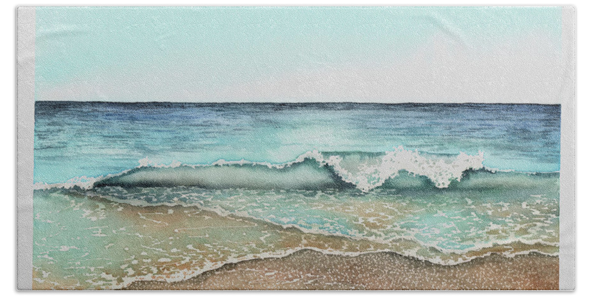 Gulf Coast Beach Towel featuring the painting Surging Seas by Hilda Wagner