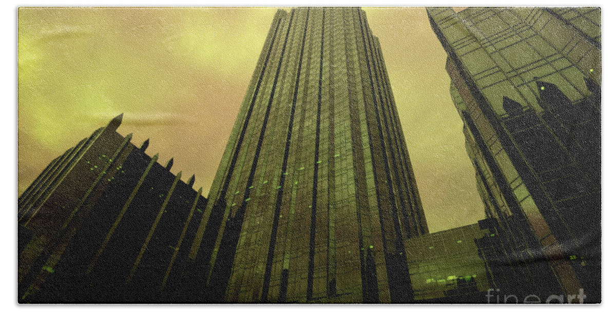 Architectural Beach Towel featuring the photograph Surreal View of PPG Plaza Pittsburgh by Amy Cicconi