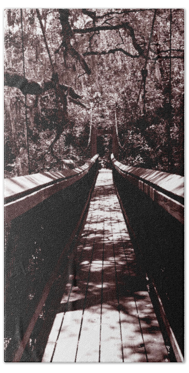 Suspension Beach Sheet featuring the photograph Suspension Bridge by Bob Johnson