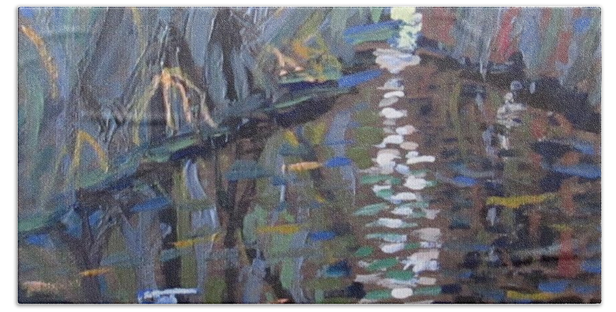 Lake Beach Sheet featuring the painting Swamp Land by Jennylynd James