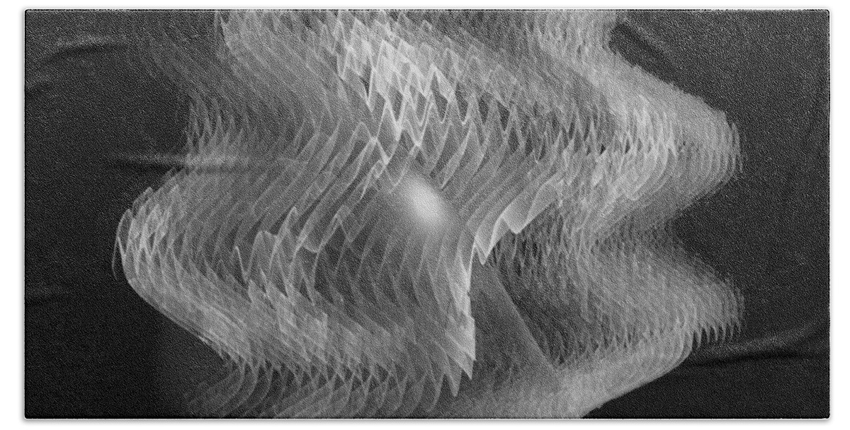 Swarm Beach Towel featuring the digital art Swarm / Black and White by Elizabeth McTaggart