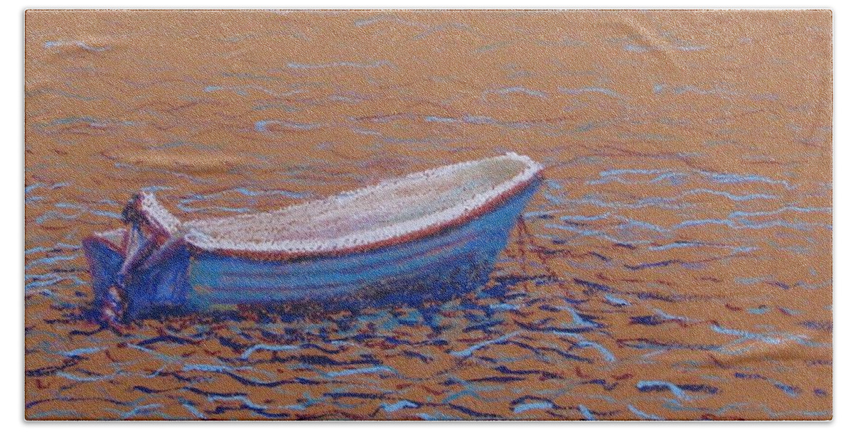 Boat Beach Sheet featuring the pastel Swedish Boat by Art Nomad Sandra Hansen