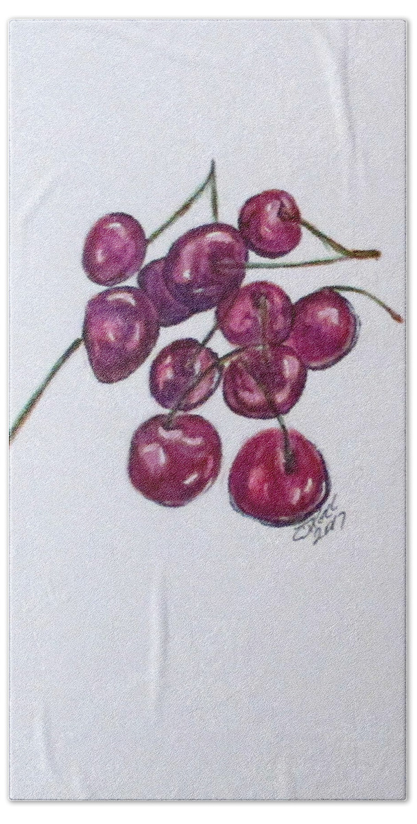 Fruit Beach Towel featuring the painting Sweet Cherry by Clyde J Kell
