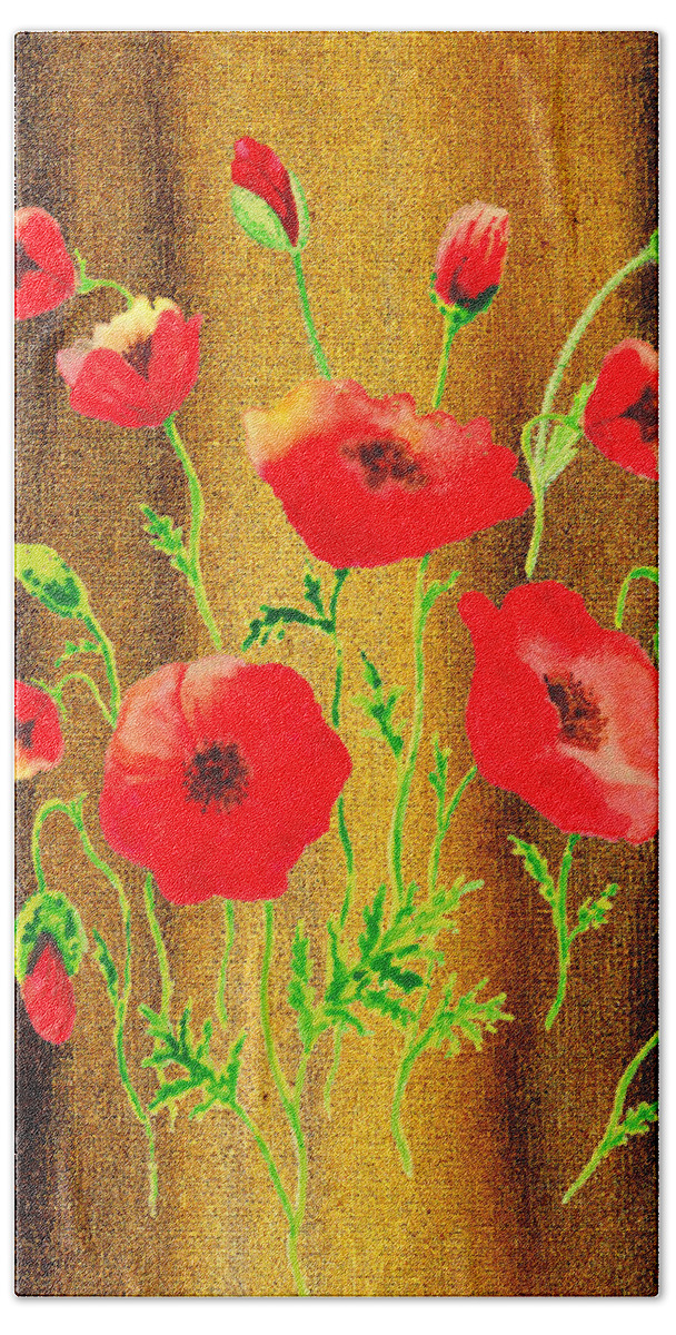 Poppies Beach Towel featuring the painting Sweet Red Poppies Collage by Irina Sztukowski
