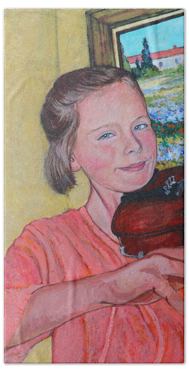 Rachel Rae Roderick Beach Sheet featuring the painting Sweet String Serenade by Tom Roderick