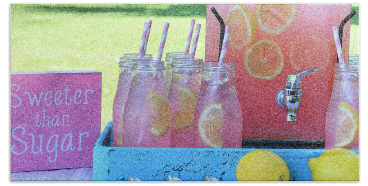 Background Beach Sheet featuring the photograph Sweeter Than Sugar Pink Lemonade by Teri Virbickis
