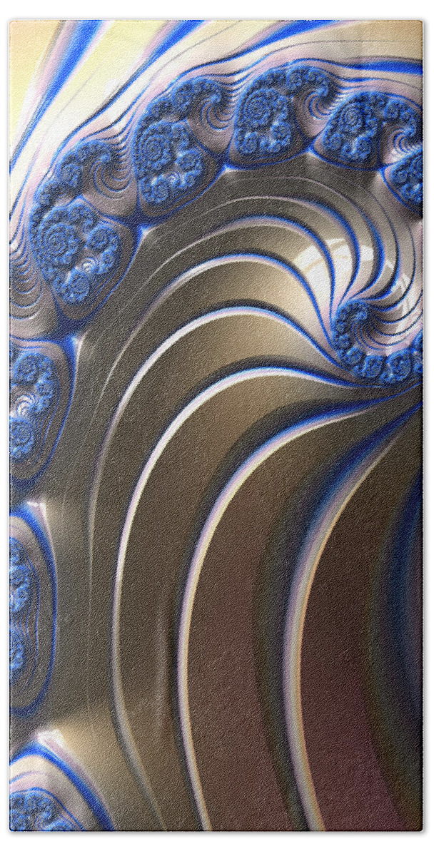 Digital Art Beach Towel featuring the digital art Swirly Blue Fractal Art by Bonnie Bruno