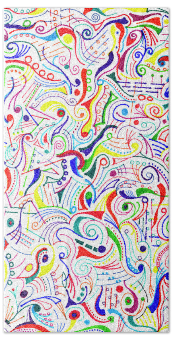 Mazes Beach Towel featuring the drawing Synesthesia by Steven Natanson