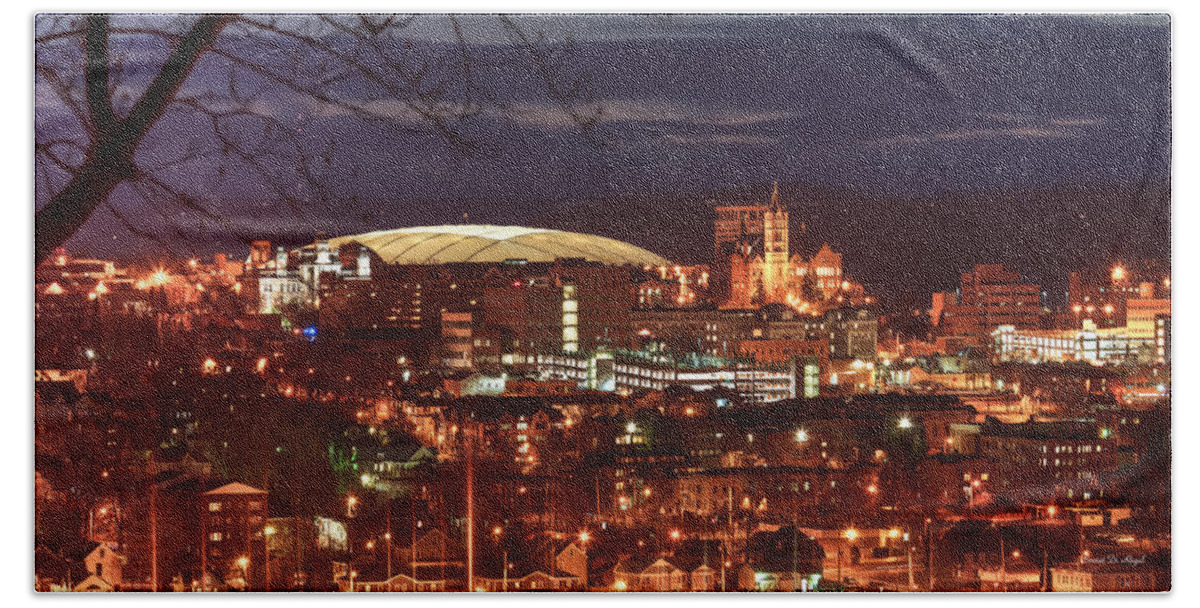 Syracuse Beach Towel featuring the photograph Syracuse Dome at night by Everet Regal