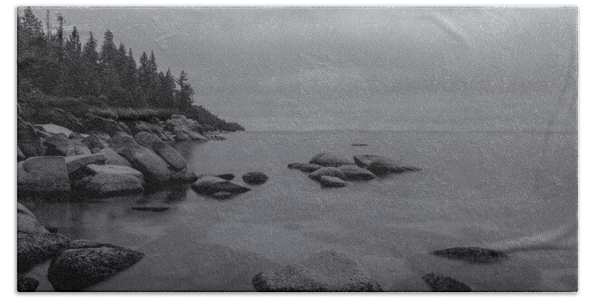 Landscape Beach Towel featuring the photograph Tahoe in Black and White by Jonathan Nguyen