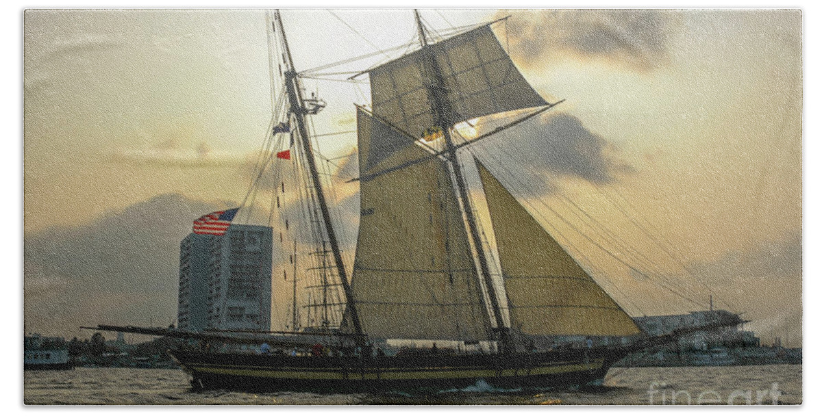 Tall Ships Beach Sheet featuring the photograph Tall Ship in Charleston by Dale Powell
