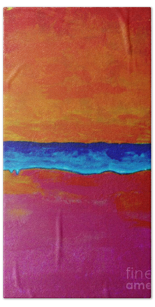 Abstract-painting-mixed-media Beach Towel featuring the painting Tampa Bay by Catalina Walker
