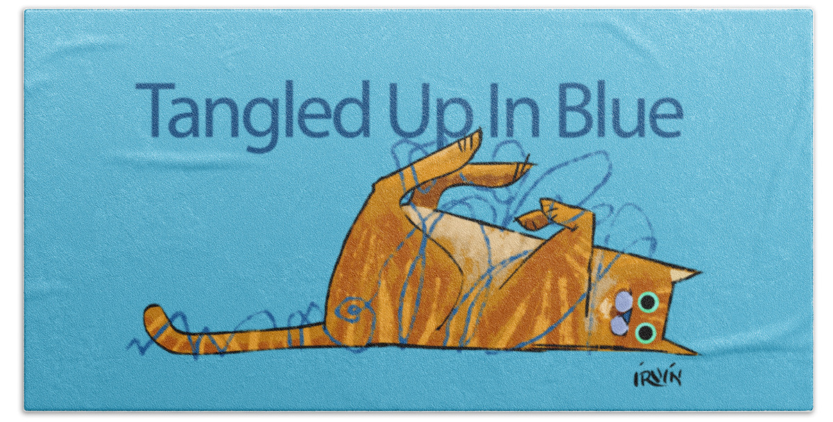 Cat Beach Towel featuring the digital art Tangled Up In Blue by Trevor Irvin