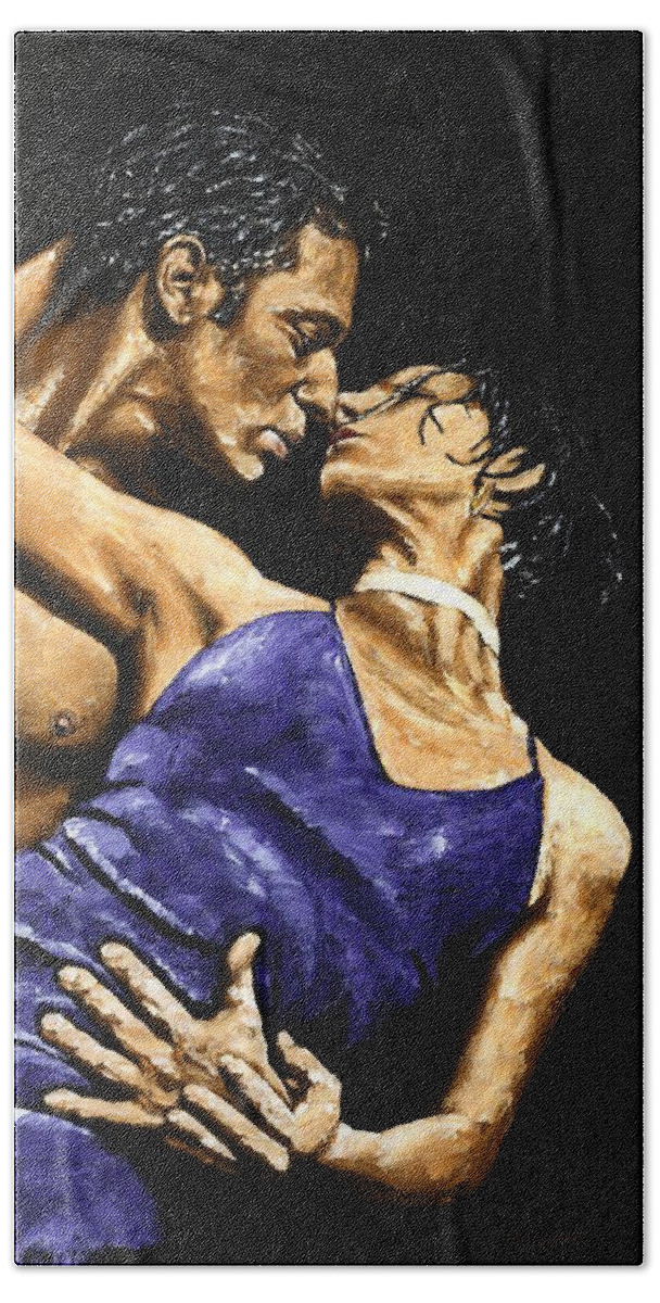 Couple Beach Towel featuring the painting Tango Heat by Richard Young
