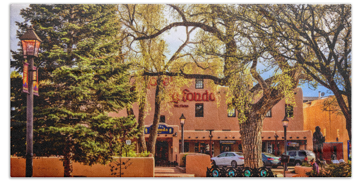 Taos Plaza Beach Towel featuring the photograph Taos Plaza by Diana Powell