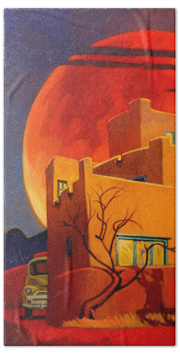 Rare Beach Towel featuring the painting Taos Wolf Moon by Art West