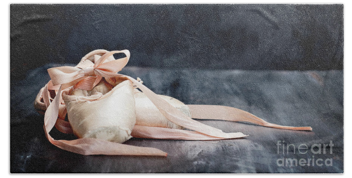 Ballerina Beach Towel featuring the photograph Tattered Ballerina Slippers by Stephanie Frey