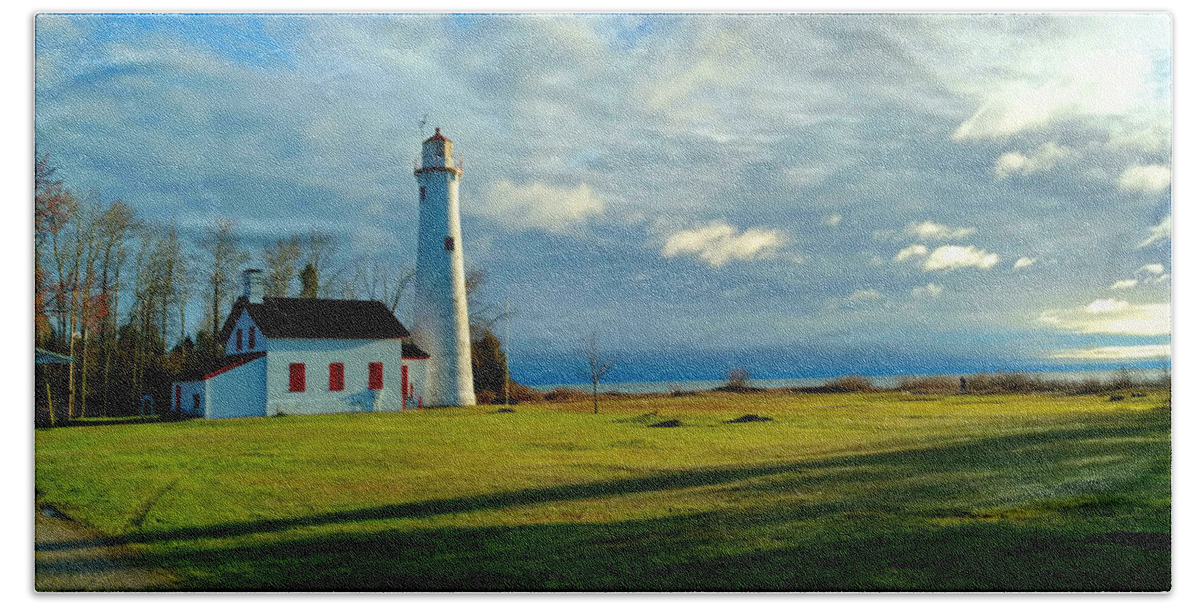 Tawas Beach Sheet featuring the photograph Sturgeon Point Lighthouse by Michael Rucker